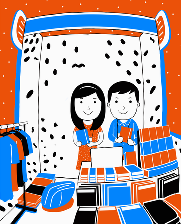 Couple faisant du shopping ensemble  Illustration