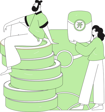 Couple shopping for E-commerce application  Illustration