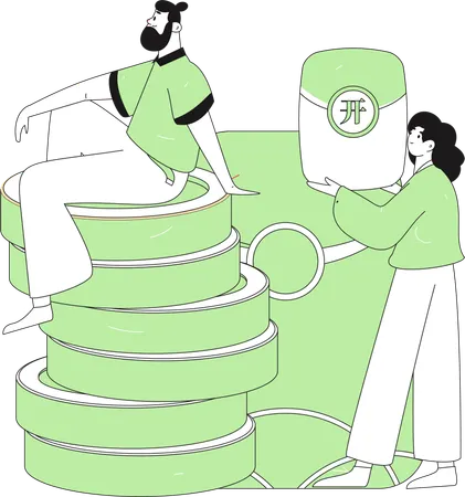 Couple shopping for E-commerce application  Illustration