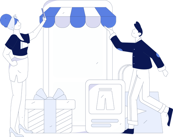 Couple shopping online  Illustration