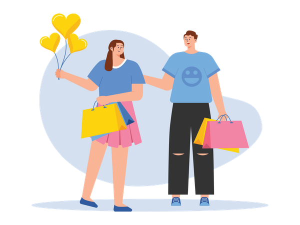 Couple shopping together Illustration