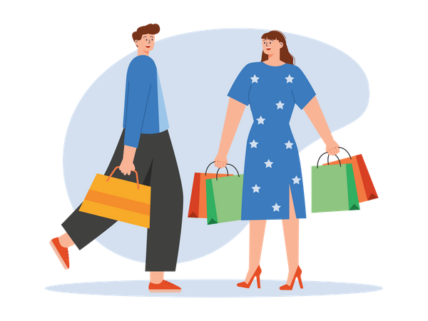 Couple shopping together Illustration