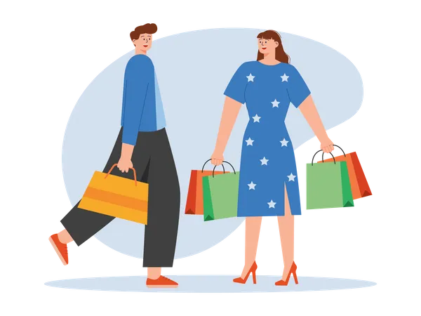 Couple shopping together  Illustration