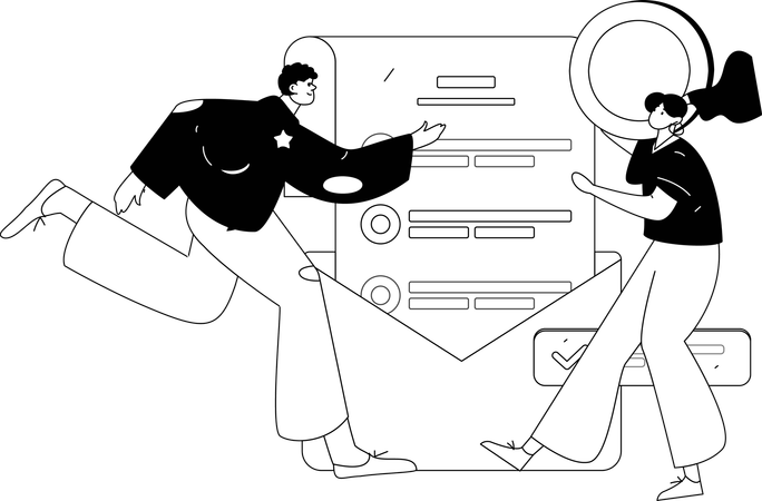 Couple signs contract papers  Illustration