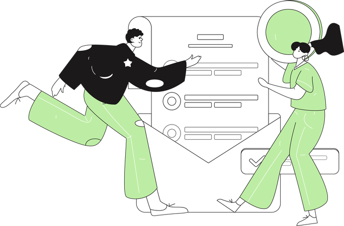 Couple signs contract papers  Illustration
