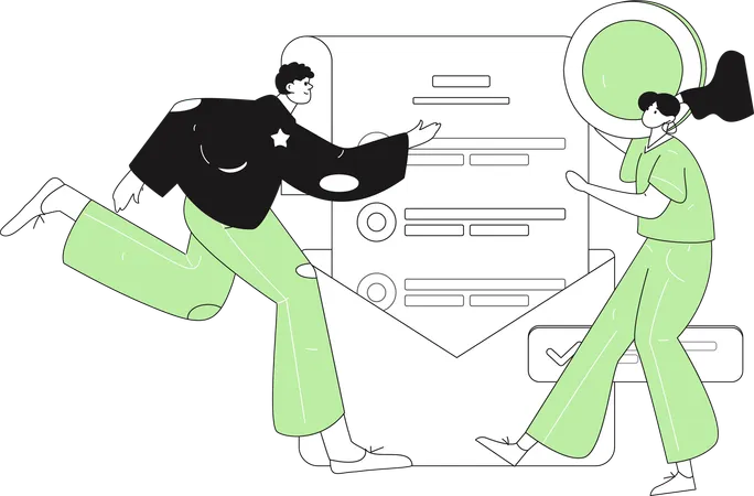 Couple signs contract papers  Illustration