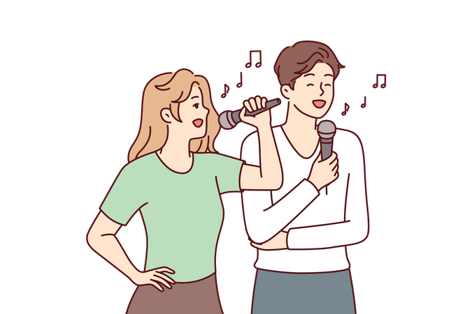 Couple singing song Illustration