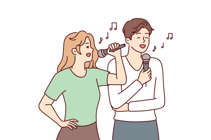 Couple singing song  Illustration