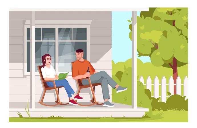 Couple sit in armchairs Illustration