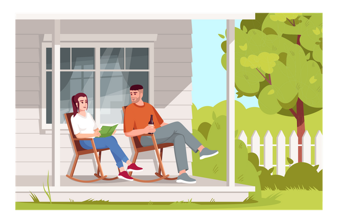 Couple sit in armchairs  Illustration