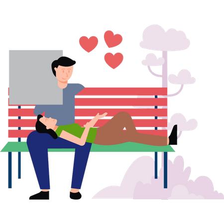 Couple sitting in park  Illustration