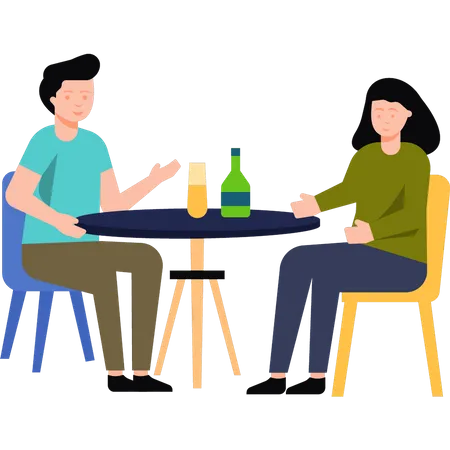 Couple sitting in restaurant  Illustration