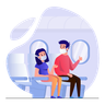 couple on plane illustration free download