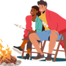 sitting near campfire illustration free download