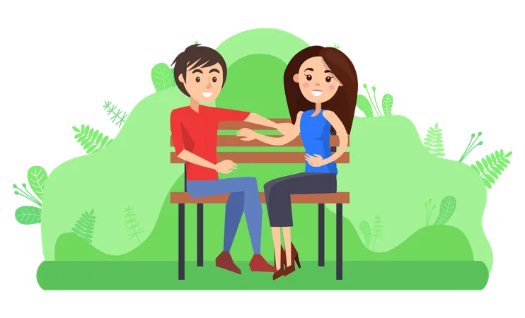 Man And Woman Relaxing In Park Vector Couple Sitting In Park Positive Characters Hugging Date Of Boyfriend And Girlfriend Cuddling People Flat Style Dating In Park Illustration
