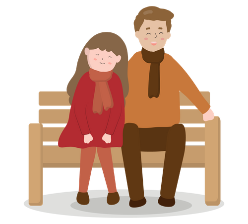 Couple sitting on bench  Illustration