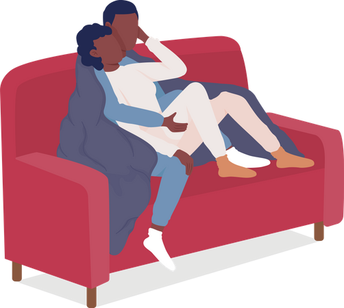 Couple sitting on couch  Illustration