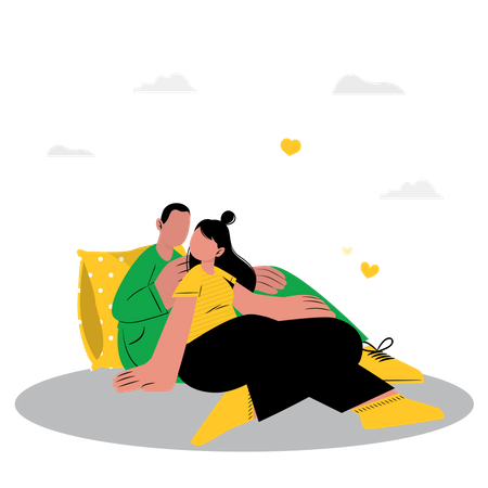 Couple sitting on floor  Illustration