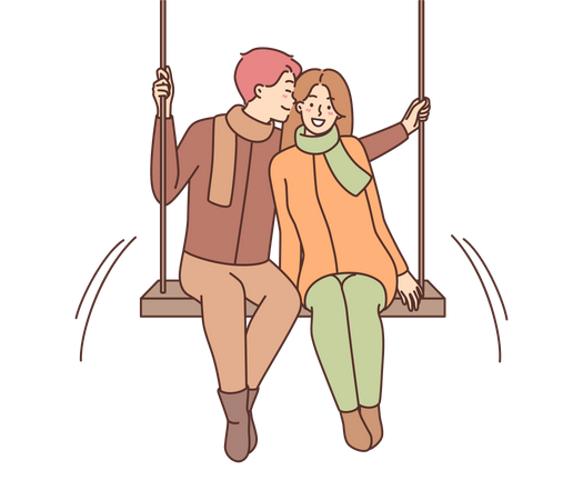 Couple sitting on swing  Illustration