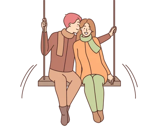 Couple sitting on swing  Illustration