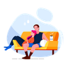 relaxing while listening music illustration svg