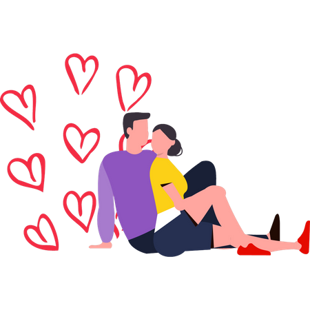 Couple sitting on valentine day  Illustration
