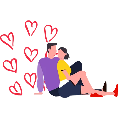 Couple sitting on valentine day  Illustration