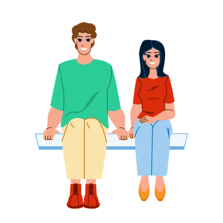 Couple Sitting Vector Woman Happy Man Young Love Family Lifestyle Home Smile Adult Together Couple Sitting Character People Flat Cartoon Illustration Illustration