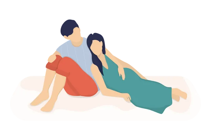 Vector Illustration Of Cute Romantic Couple Woman And Man In Love Happy Young Couple Spend Time Together Illustration