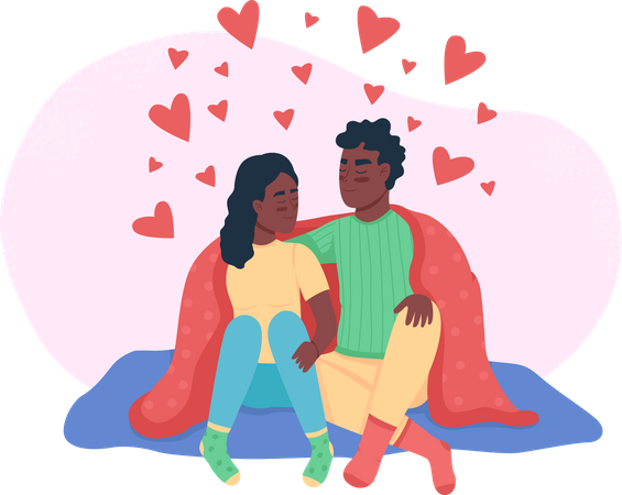Couple sitting together and feeling love Illustration