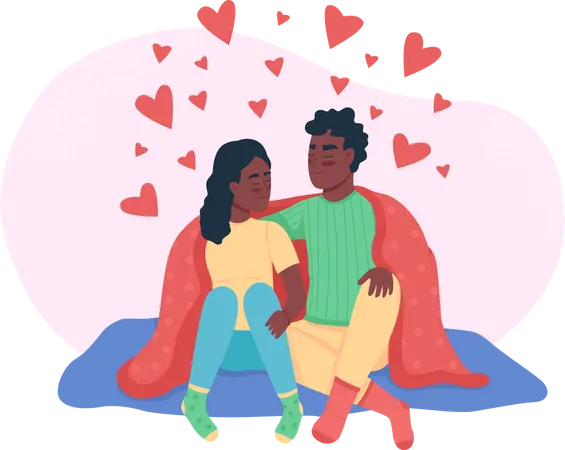 Couple sitting together and feeling love  Illustration