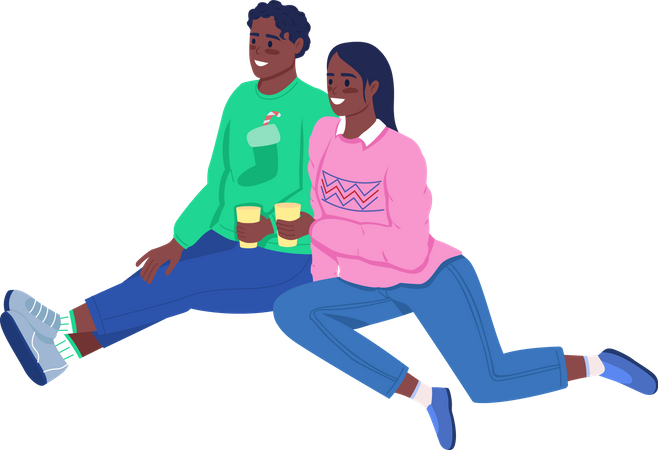 Couple sitting together  Illustration