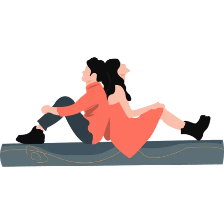 Couple sitting together  Illustration