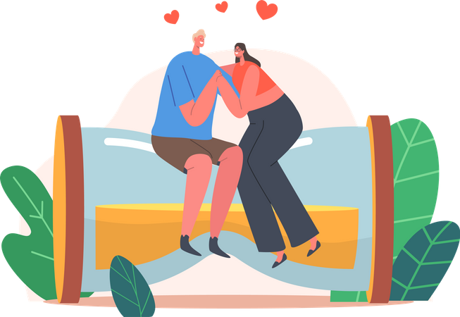 Couple sitting together  Illustration