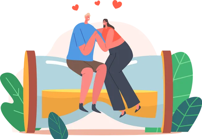 Couple sitting together  Illustration