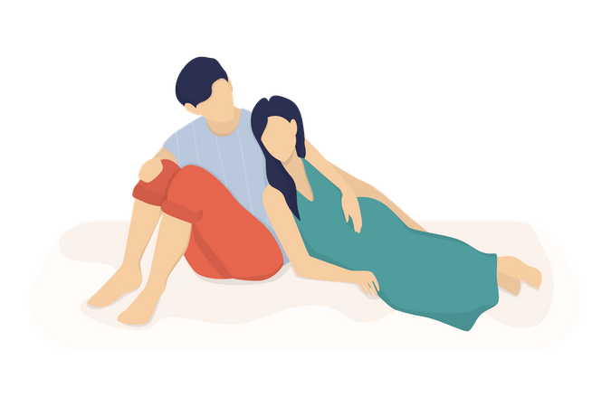 Couple sitting together  Illustration