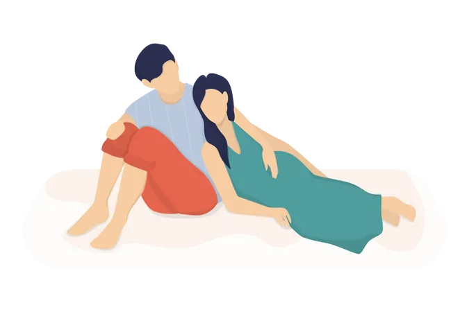 Couple sitting together  Illustration