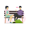 couple sitting together illustrations