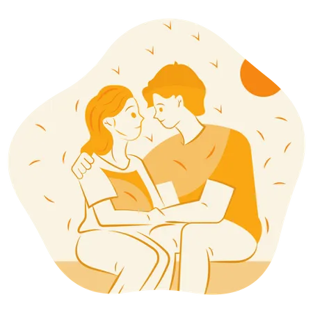 Couple sitting with each other Illustration