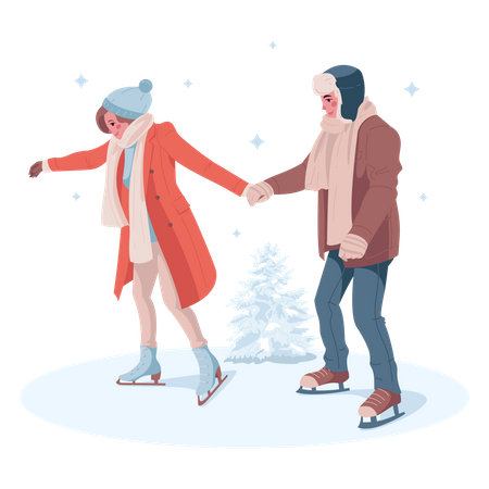 Couple skating  Illustration