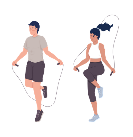 Couple skipping rope  Illustration