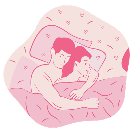 Couple Sleep with each other Illustration
