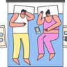 illustrations for couple sleeping on bed