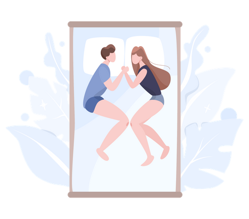 Couple Sleeping On Bed Illustration