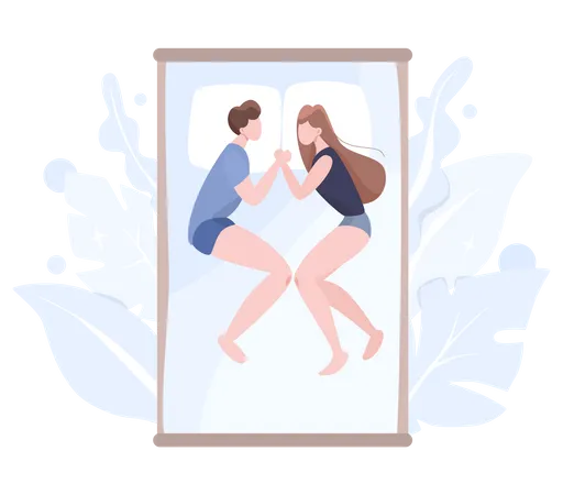 Couple Sleeping On Bed  Illustration