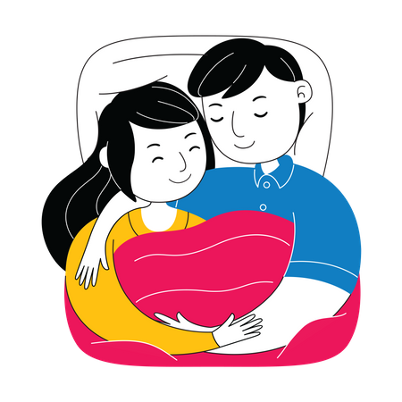 Best Premium Couple sleeping together Illustration download in PNG & Vector  format