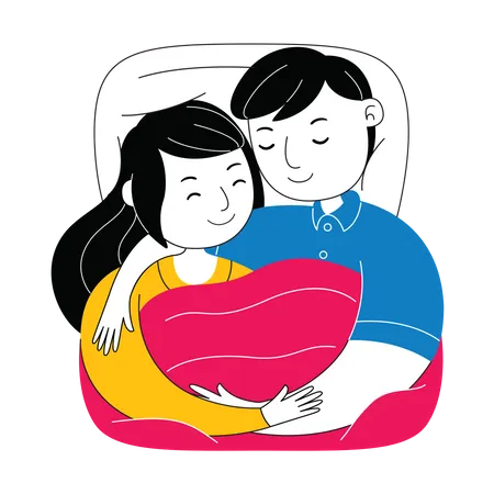 Couple sleeping together Illustration