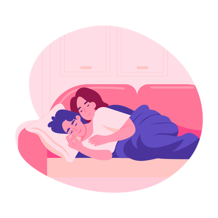 Couple sleeping together  Illustration