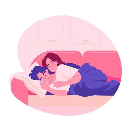 Couple sleeping together  Illustration