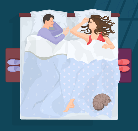 Couple Sleeping Together  Illustration
